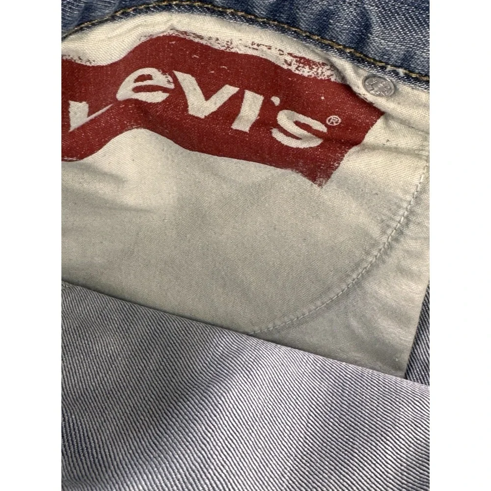 Levis 514 Jeans Men 36x32 Lt Blue Flap Pocket Triple Stitch Whiskered Denim Rare